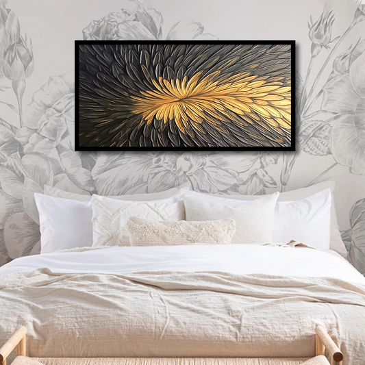 Gold Feather Canvas Wall Art Decor