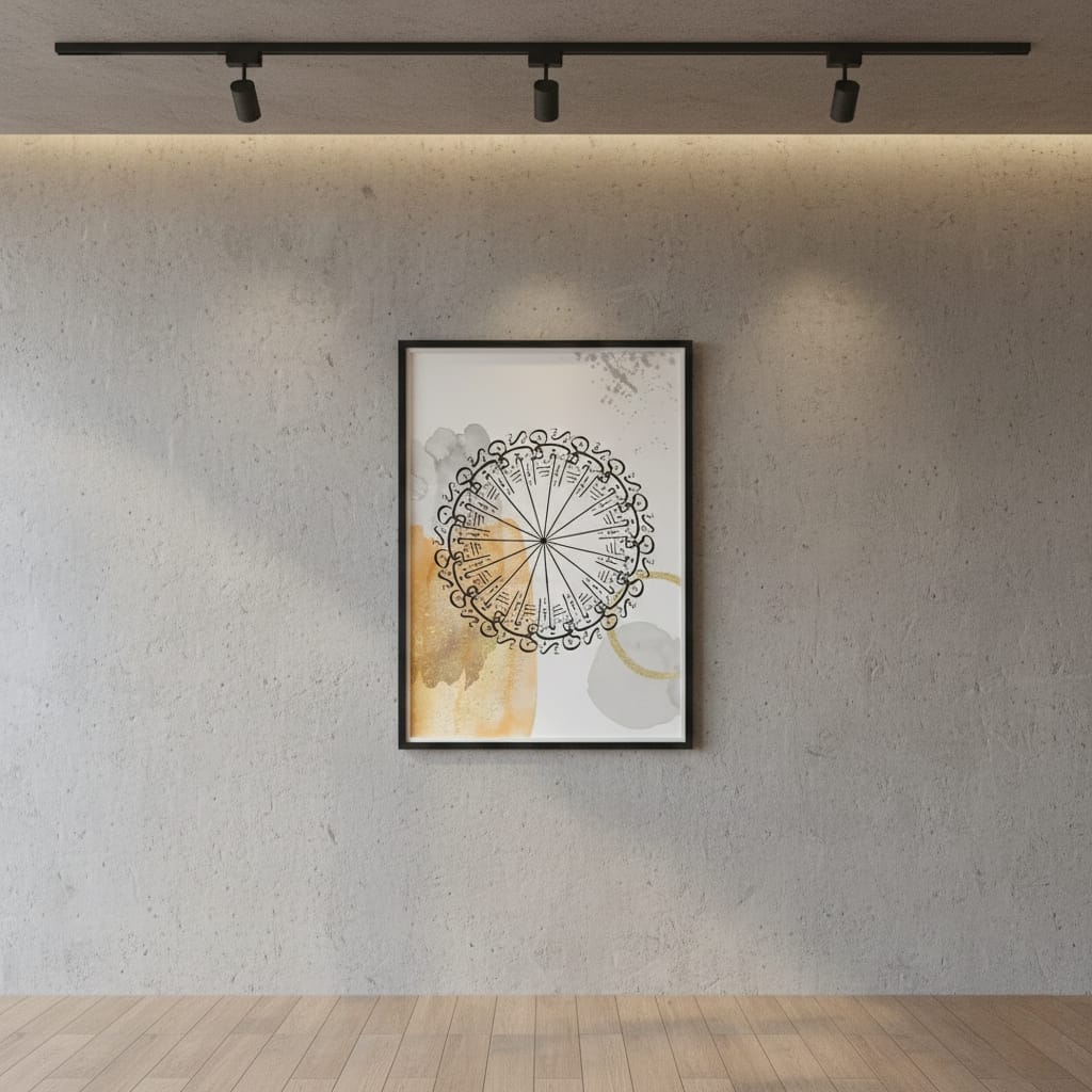 Islamic Wall Art: Arabic Calligraphy, 99 Names of Allah, Warm Tones