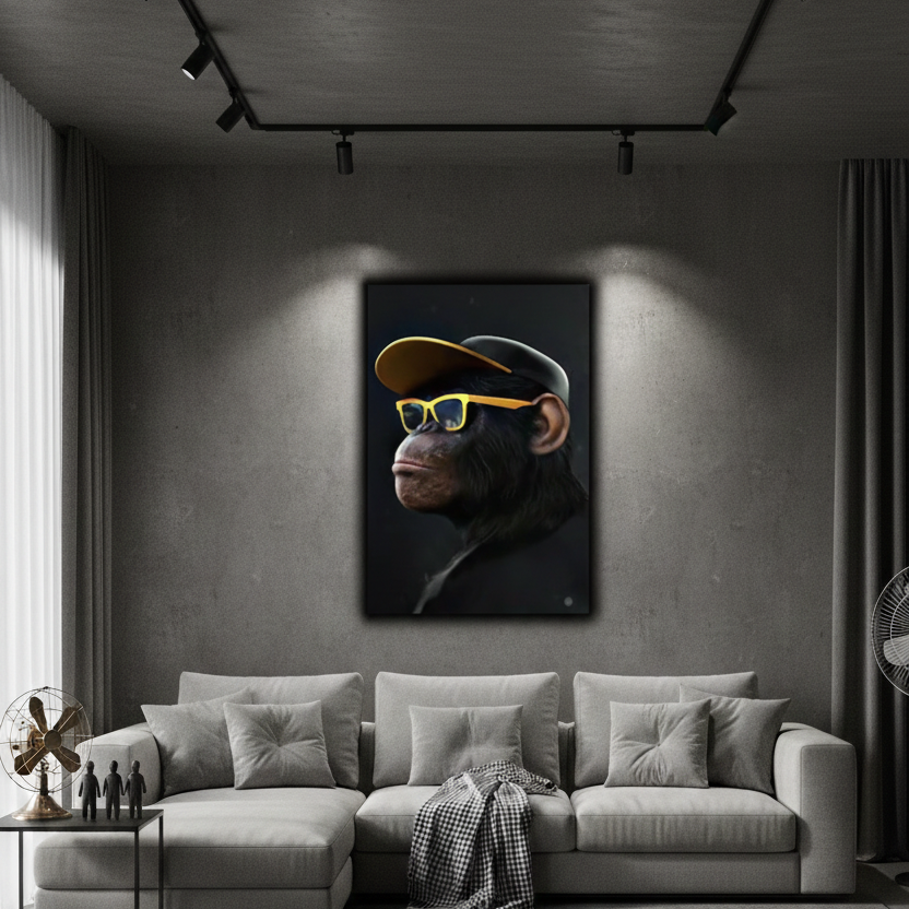 Earphone Monkey Chimpanzee | Wall Art