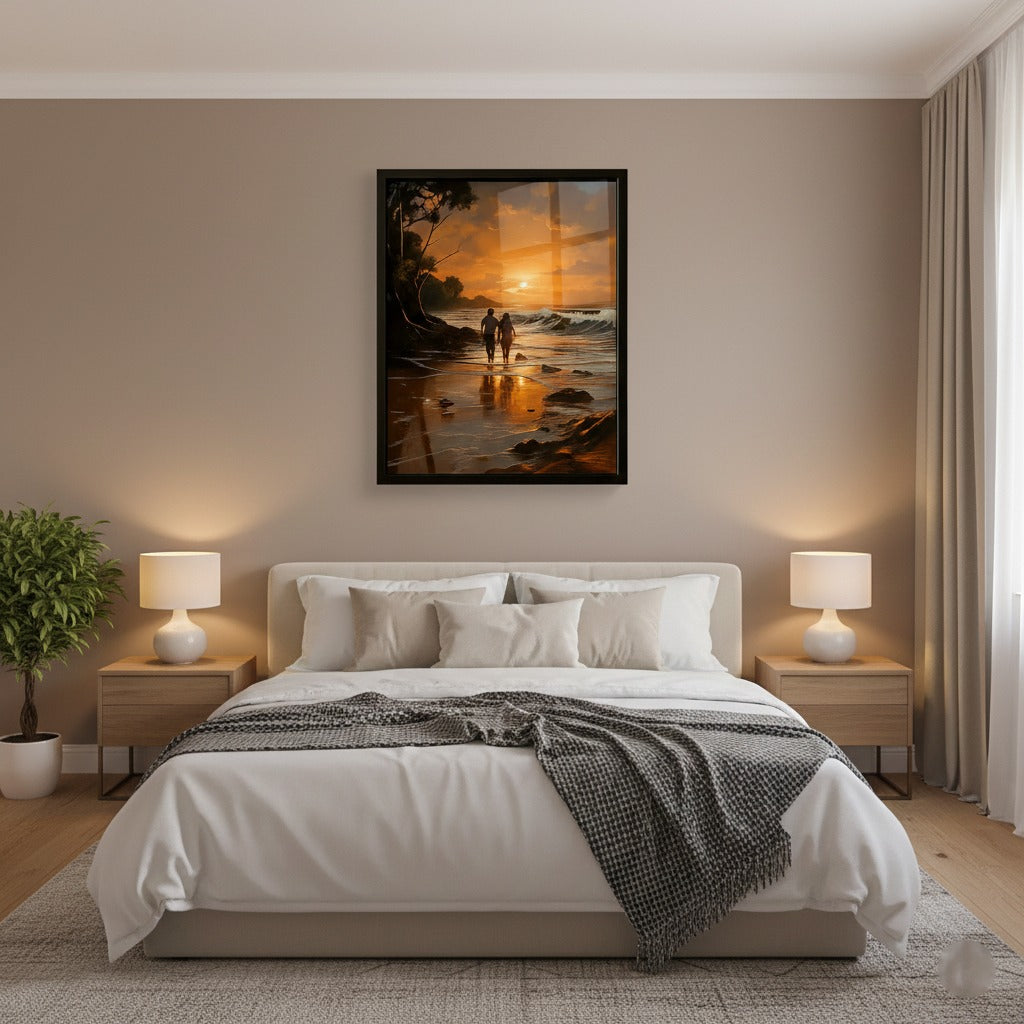 Romantic Couple Canvas Wall Art for Bedroom