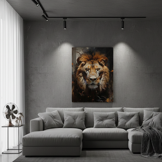 The Lion's Piercing Gaze Canvas Frame | Wall Art