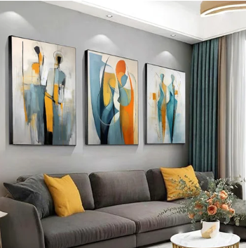 Teal & Orange Abstract  (3panel) | Wall Art