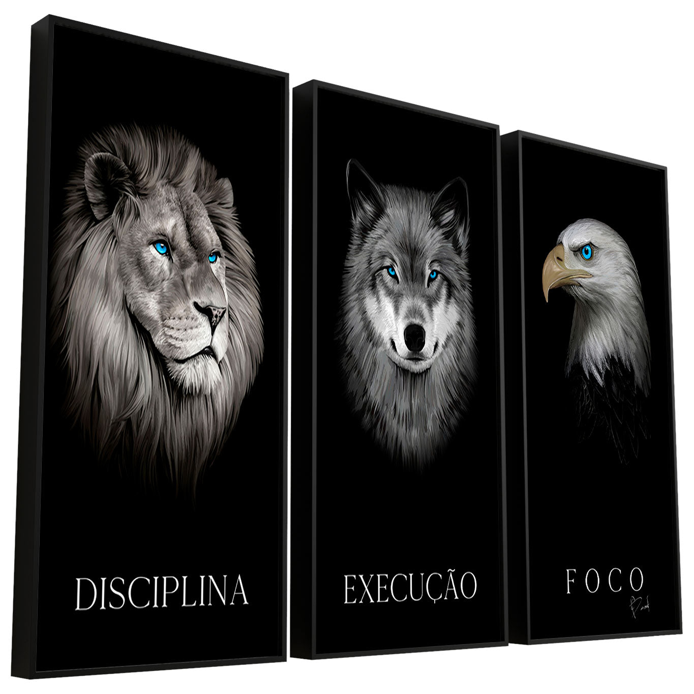 Discipline. Execution. Focus. – Motivational Animal Wall Art Set