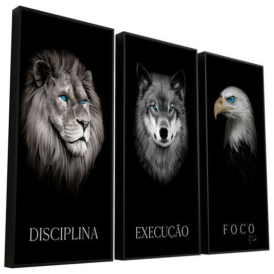 Discipline. Execution. Focus. – Motivational Animal Wall Art Set
