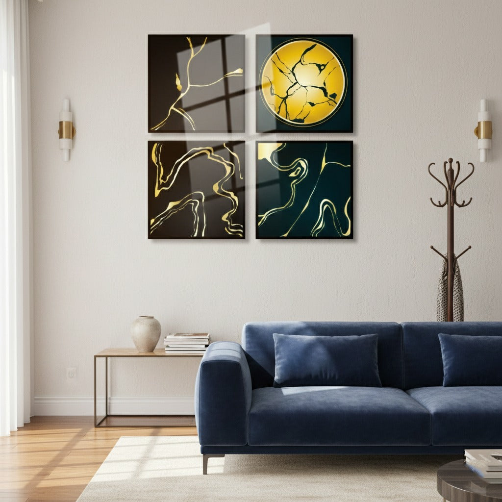 Realistic kintsugi (4Panel) Wall Art