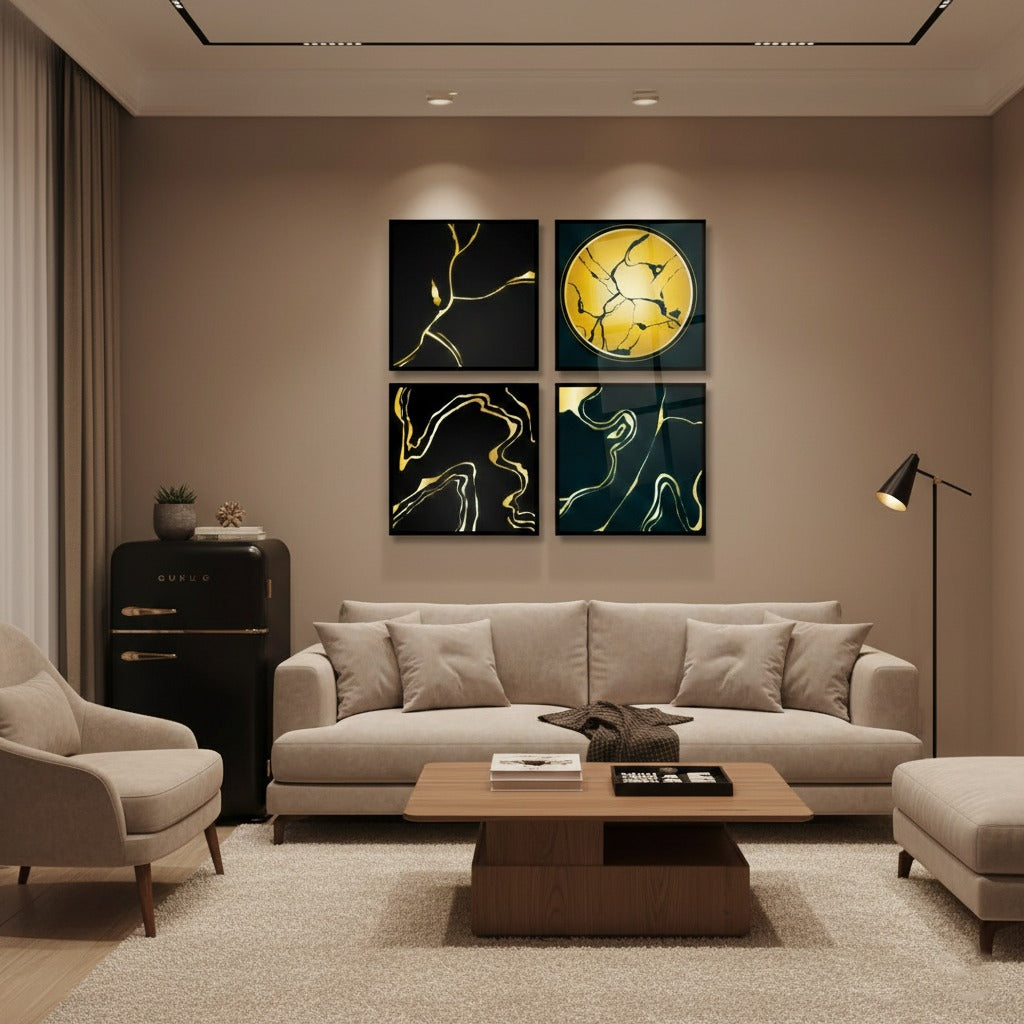 Realistic kintsugi (4Panel) Wall Art