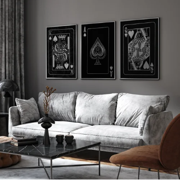 Ace, King, and Queen Playing Cards (3panel) | Wall Art