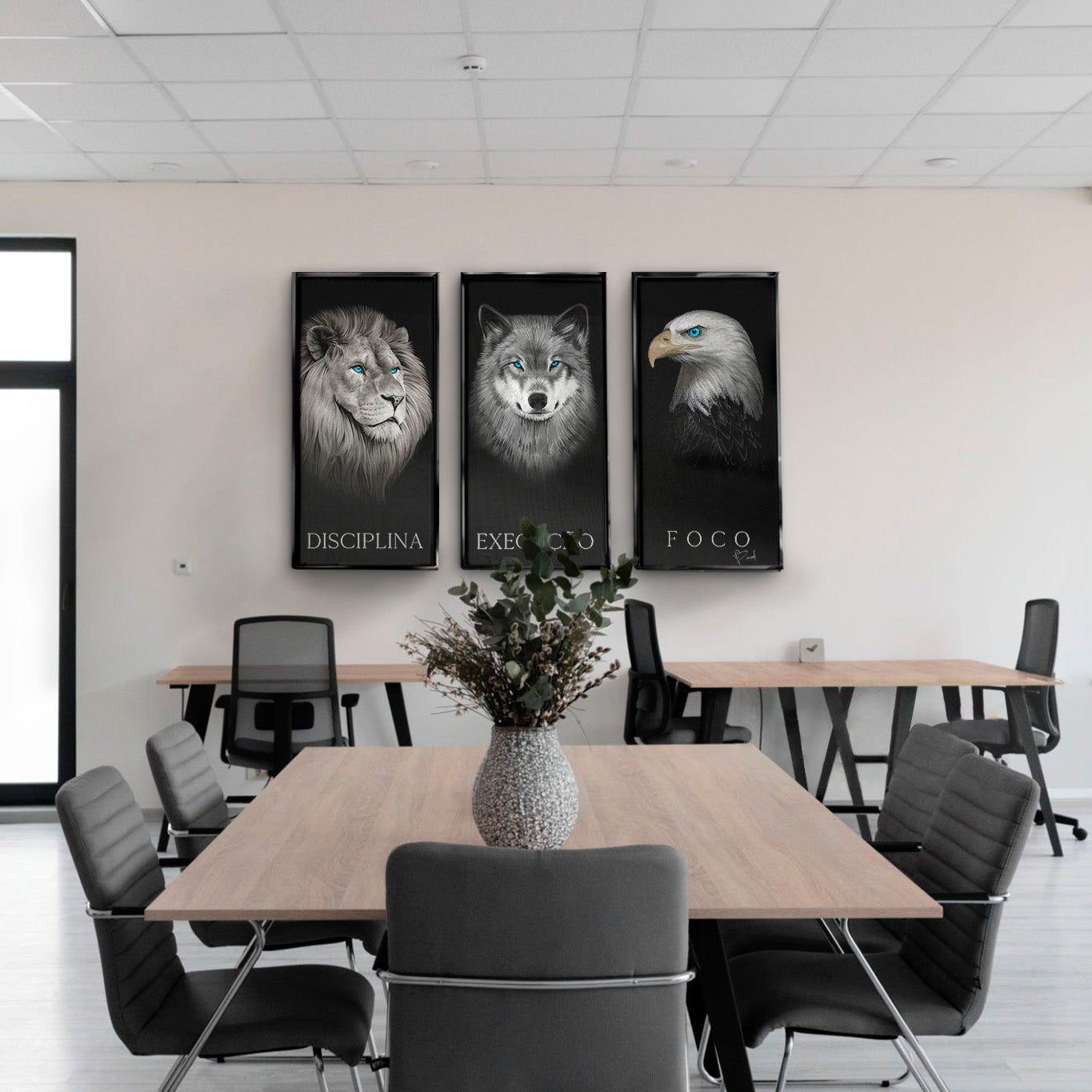 Discipline. Execution. Focus. – Motivational Animal Wall Art Set