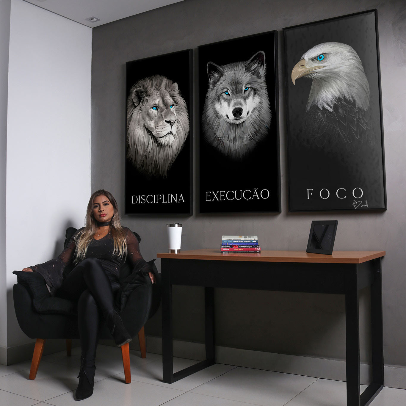 Discipline. Execution. Focus. – Motivational Animal Wall Art Set