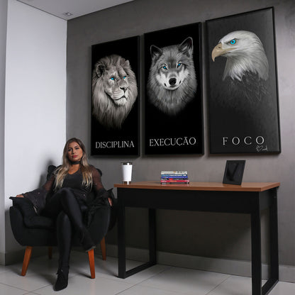 Discipline. Execution. Focus. – Motivational Animal Wall Art Set