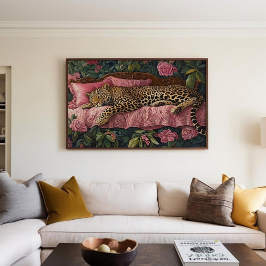Sleeping Leopard on sofa Single Wall art