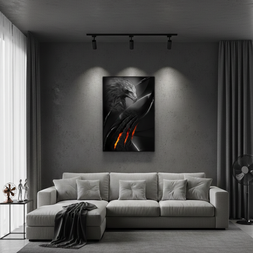 Eagle Portrait With Fire Wings | Wall Art