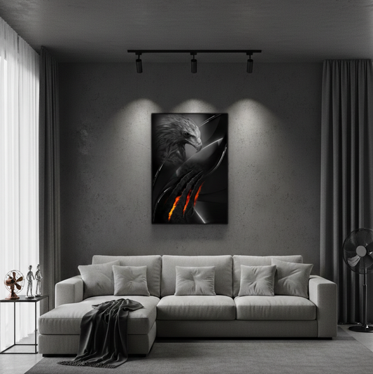 Eagle Portrait With Fire Wings | Wall Art