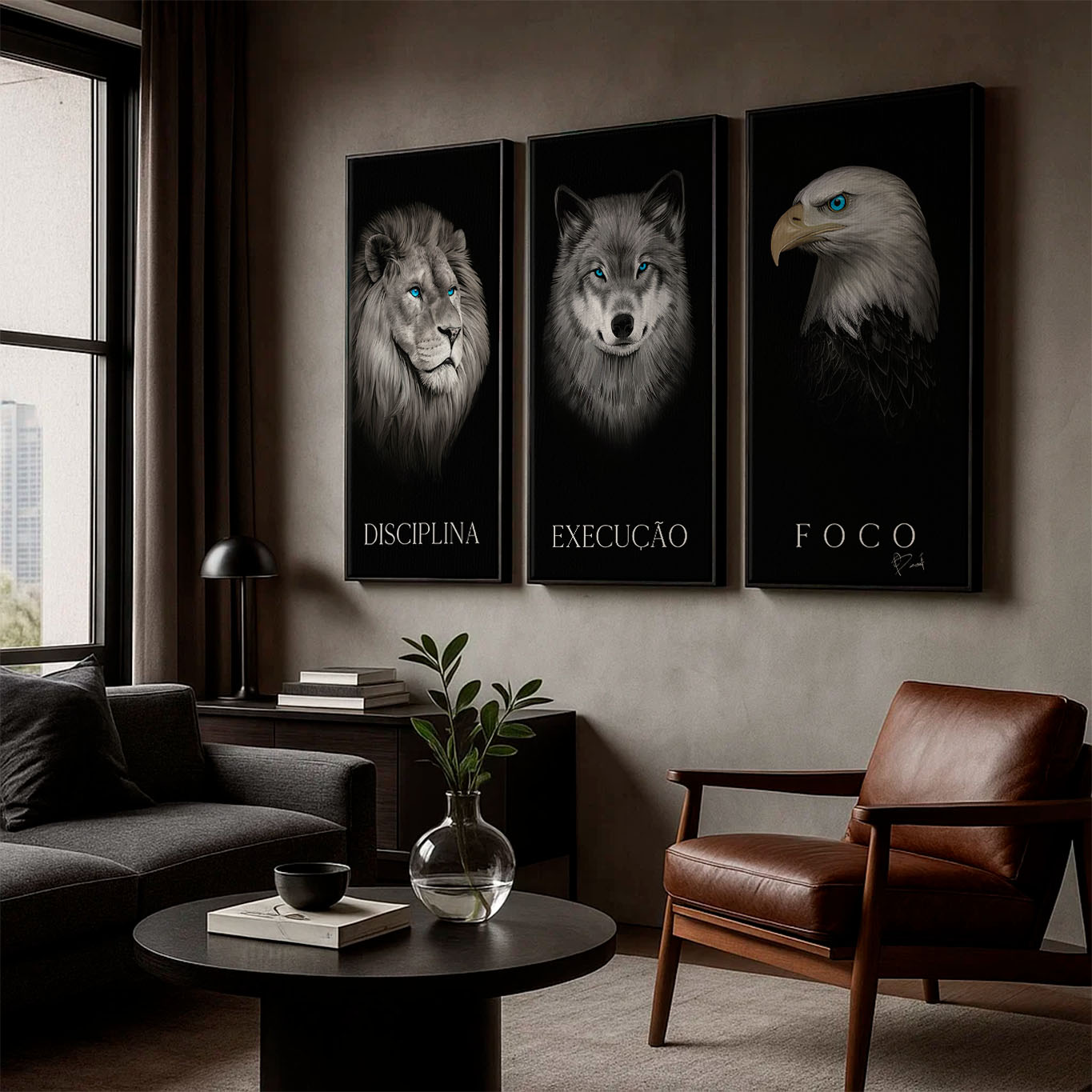 Discipline. Execution. Focus. – Motivational Animal Wall Art Set