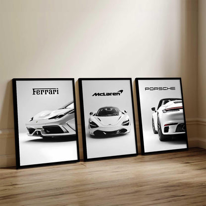 McLaren Ferrari Porsche Cars Framed