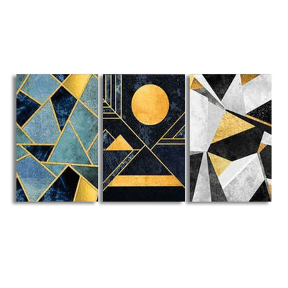Gold Black and White (3panel) | Wall Art