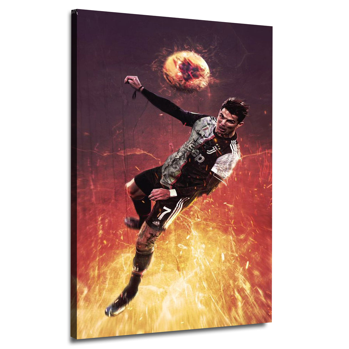 Ronaldo With Football Flame Wall Art