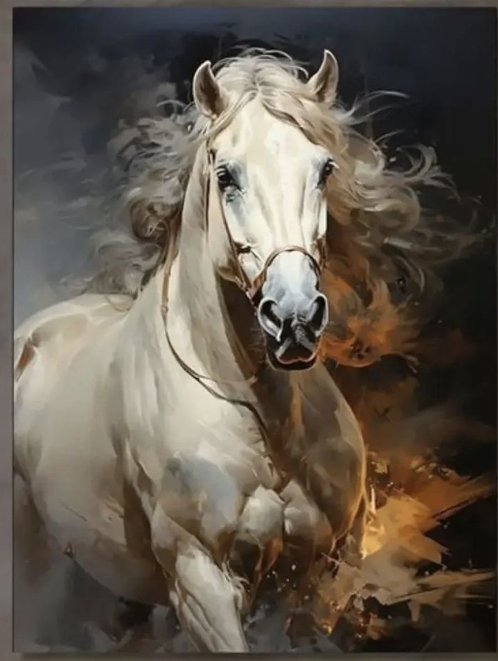 Retro White Horse Frame Wall Art
