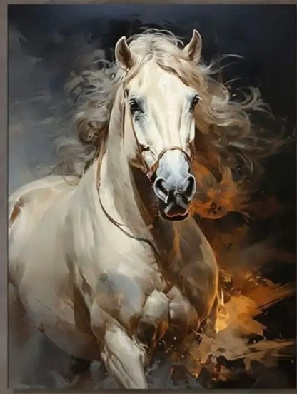 Retro White Horse Frame Wall Art