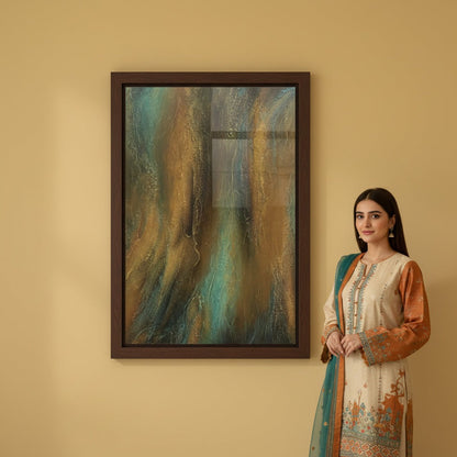 Elegant Abstract Brown Canvas Painting Wall Art