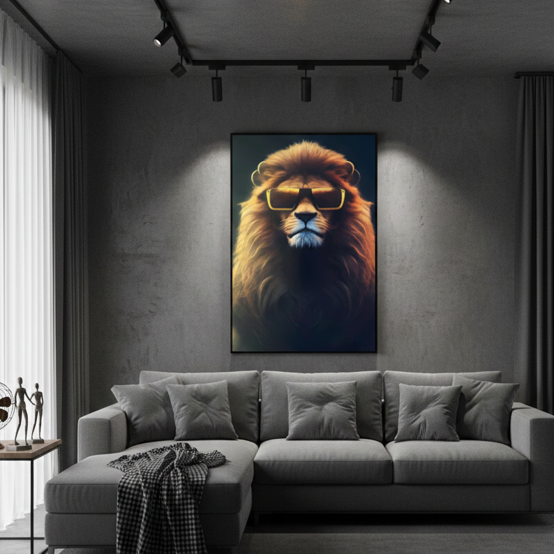 A Lion wearing sun glasses | Wall Art