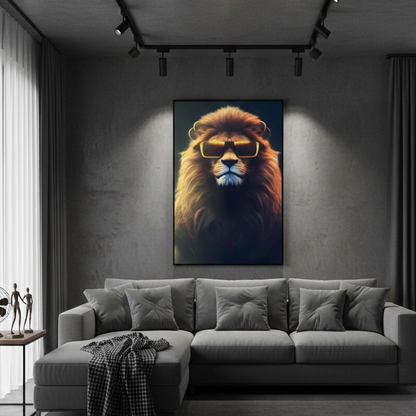 A Lion wearing sun glasses | Wall Art
