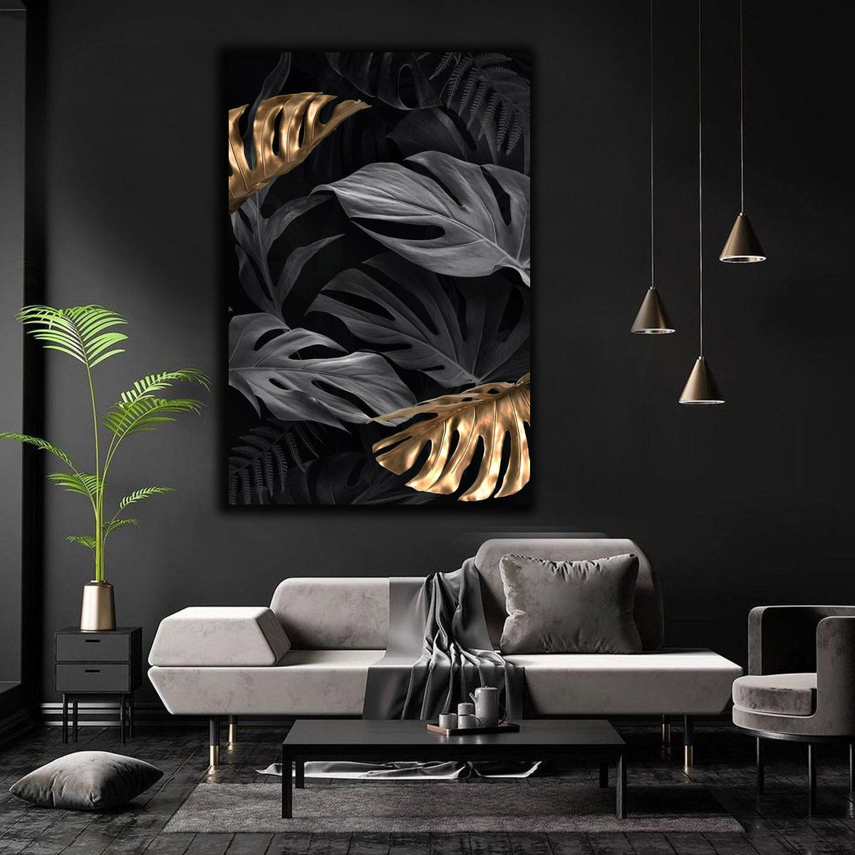 Black Gold Leaves | Wall Art