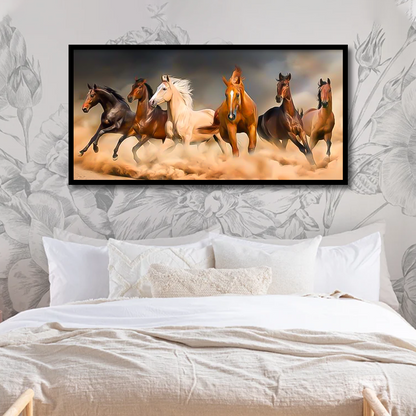 Black White Running Horses Canvas Frame | Wall Art