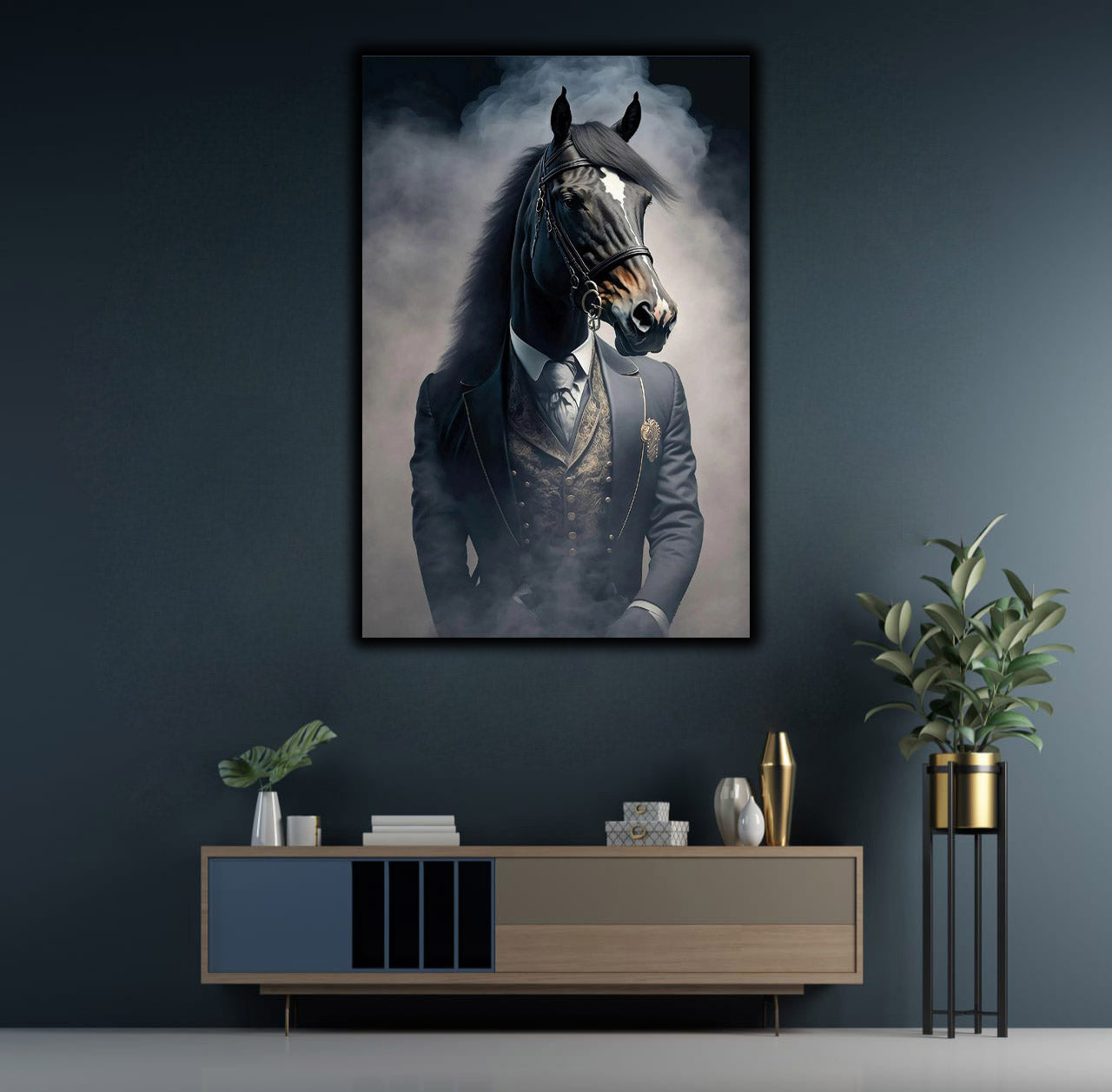 Black and White Horse In a Suit | Wall Art