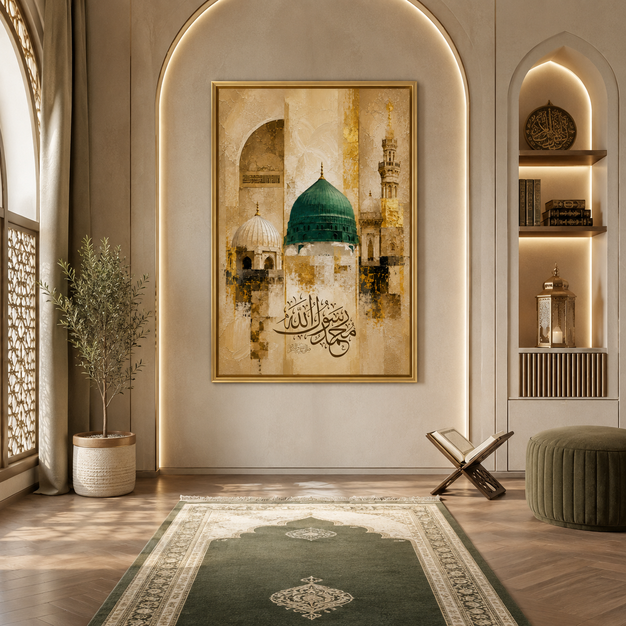 Green Dome Mosque Canvas Print