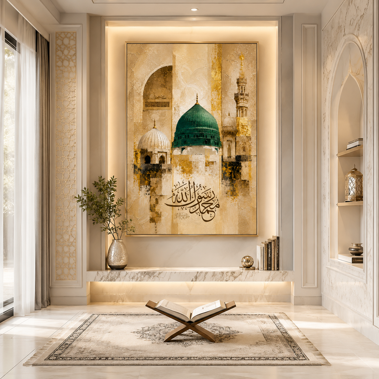 Green Dome Mosque Canvas Print