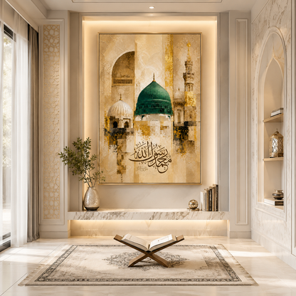 Green Dome Mosque Canvas Print