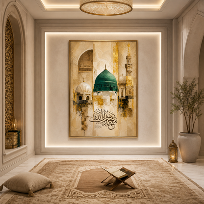 Green Dome Mosque Canvas Print