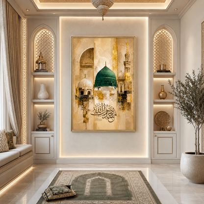 Green Dome Mosque Canvas Print