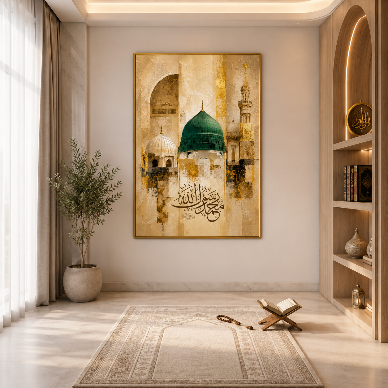 Green Dome Mosque Canvas Print