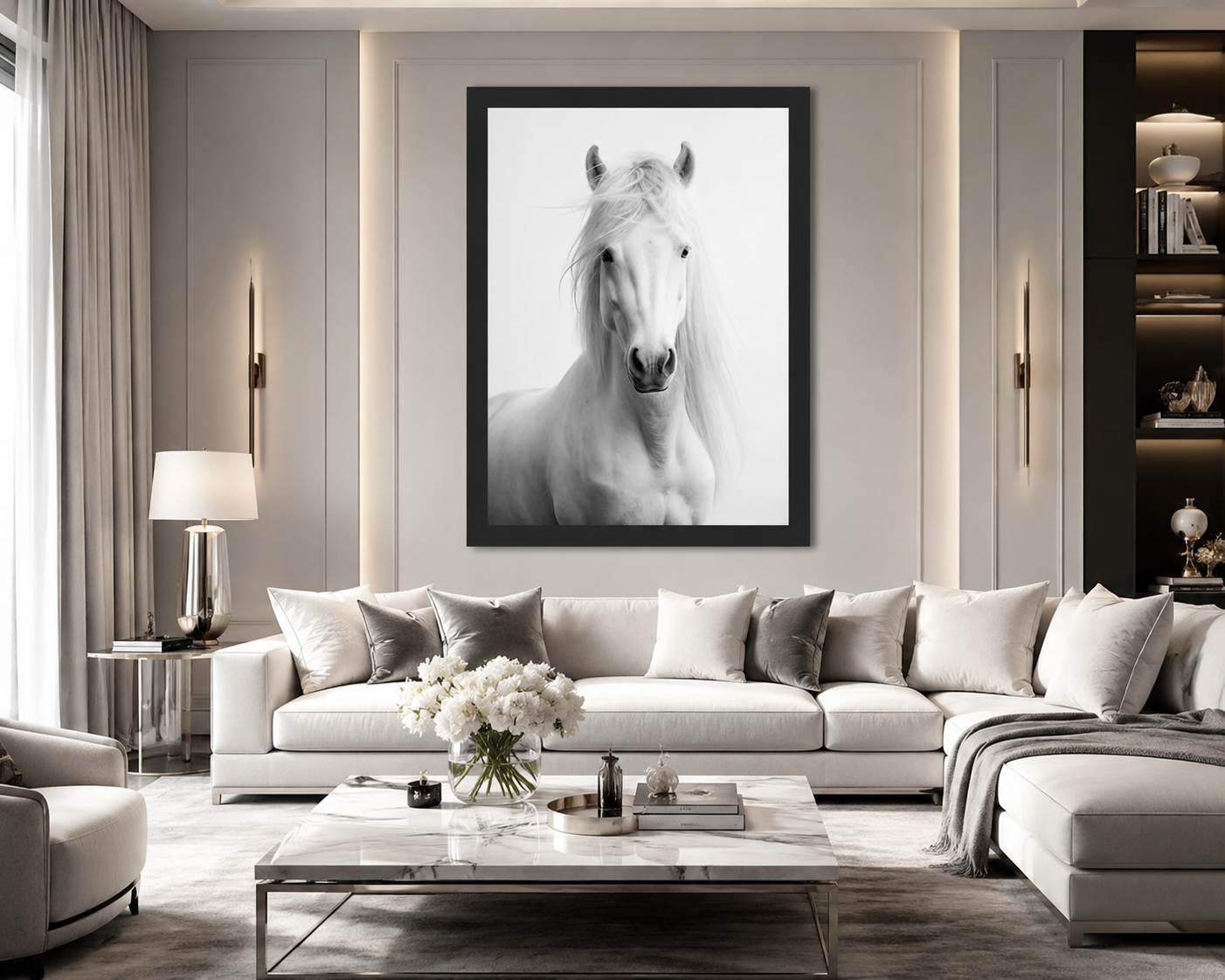 White Horse Portrait Single Wall art