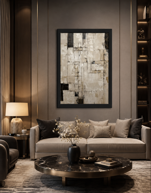 Neutral Wabi-Sabi Grid  | Wall Art