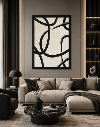 Abstract Black Paint Rings | Wall Art