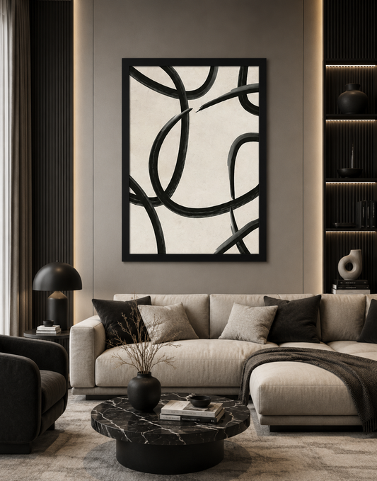 Abstract Black Paint Rings | Wall Art