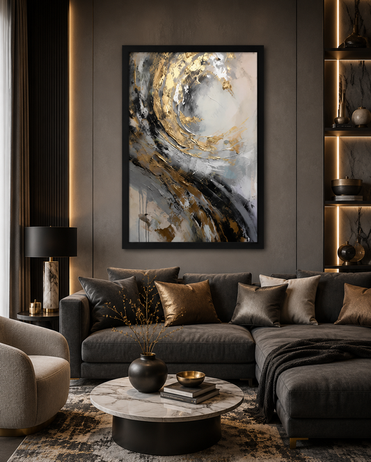 The Gilded Wave Abstract | Wall Art