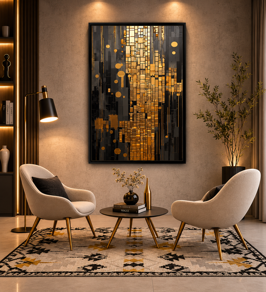 The Golden Matrix Abstract | Wall Art