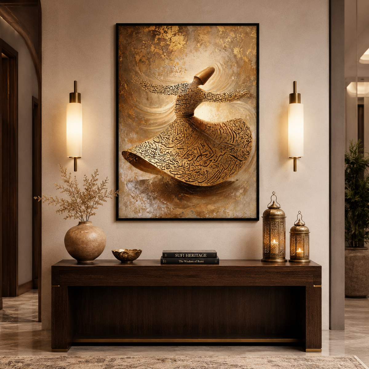 Golden dance of calligraphy art