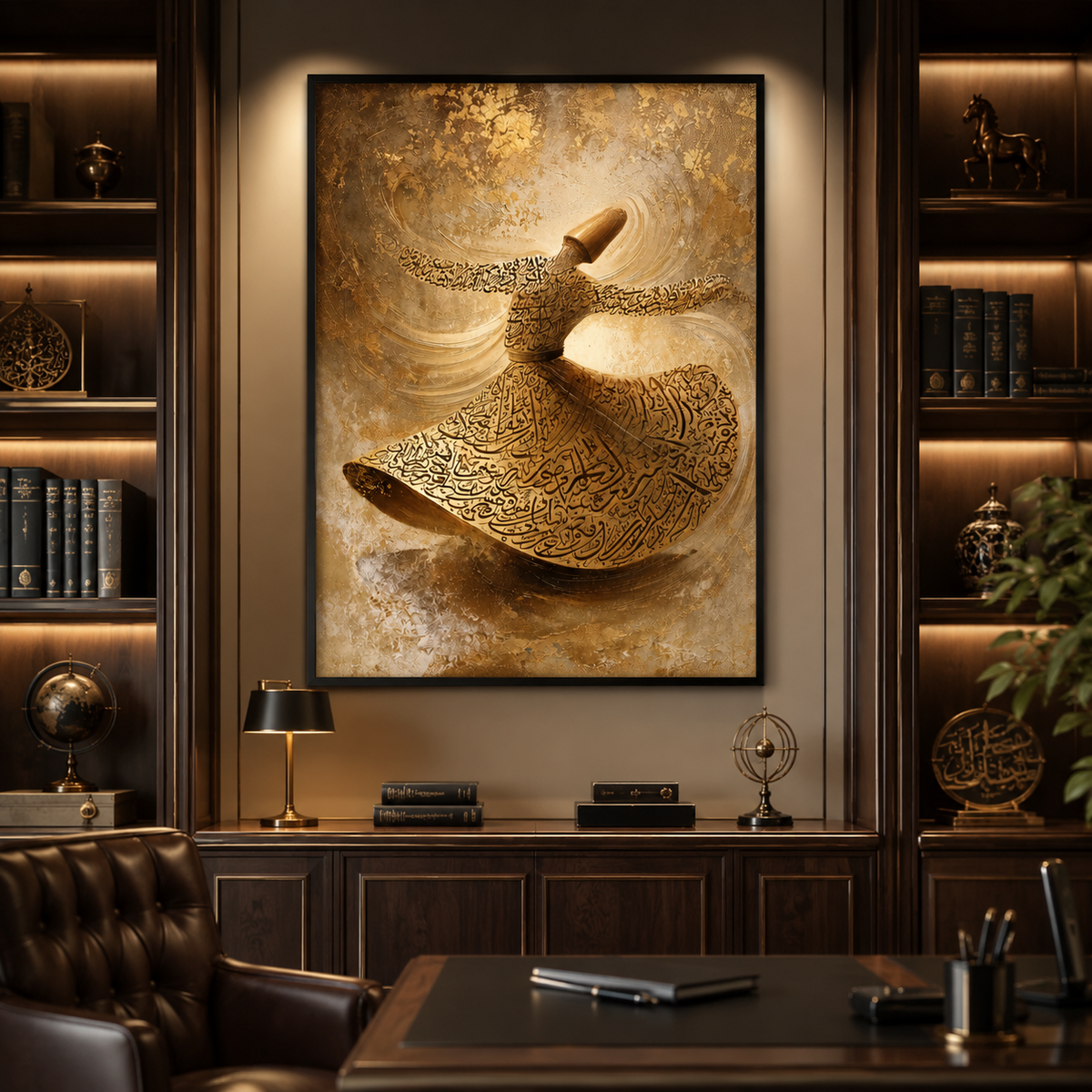 Golden dance of calligraphy art