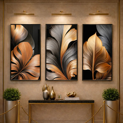 Abstract Black Copper Leaf Flower | Wall Art