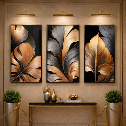 Abstract Black Copper Leaf Flower | Wall Art