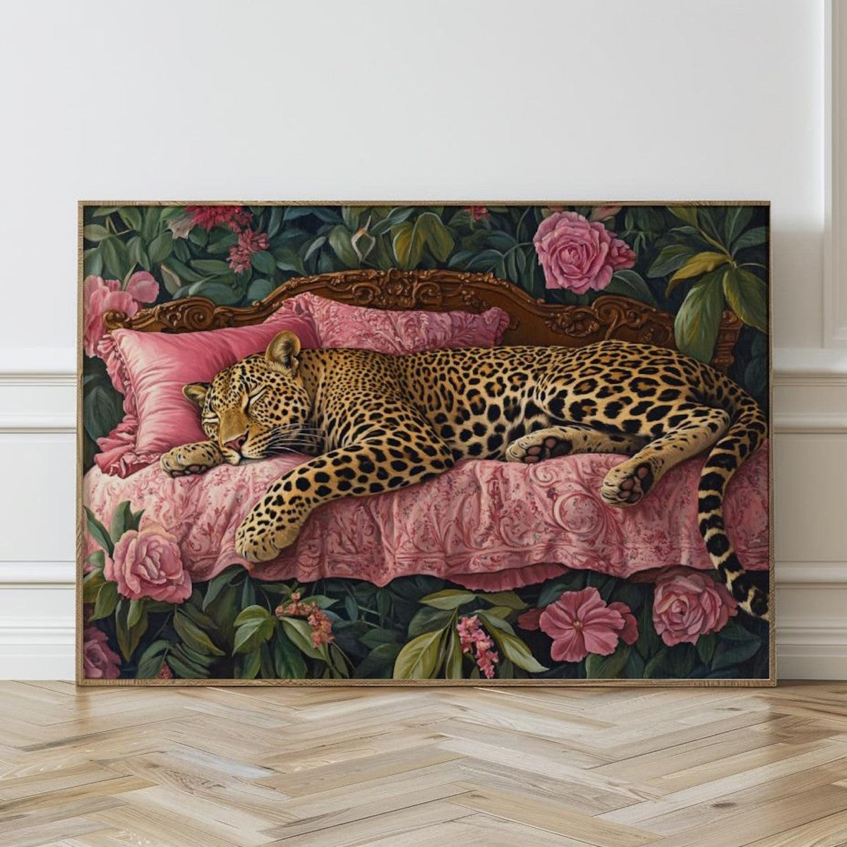 Sleeping Leopard on sofa Single Wall art