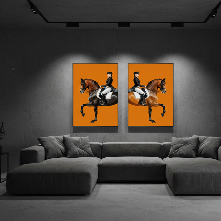 Orange Horse Running Wall Art l Wall Art