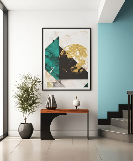 Green Black Gold Foil Abstract Art | Wall Art