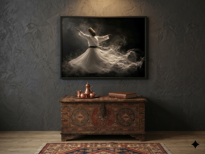Allah Hu – Sufi Whirling Dervish Canvas Frame Art