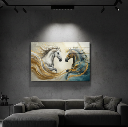 Majestic Gold Horses Wall Art – Luxury Abstract Equine | Wall Art